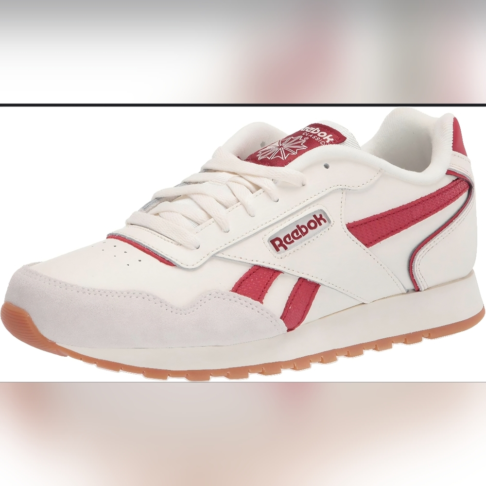 Mens Reebok Classic White and Red Sneakers
